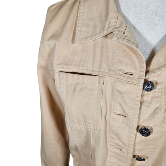 Christopher & Banks Button Up Long Sleeve Jean Jacket, Light Yellow, Small - Picture 2 of 15